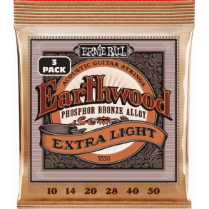 Ernie Ball 3550 Earthwood PSB Extra Light 3-Pack